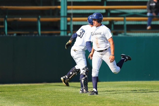 File Photo: Rollie Nichols (scoring) went 4-for-5 with a walk in the Falcons win