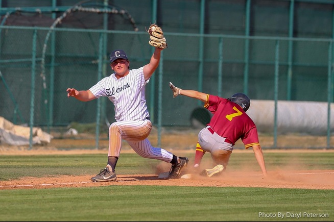 Matt Den Hartog doubled home a run for the Falcons