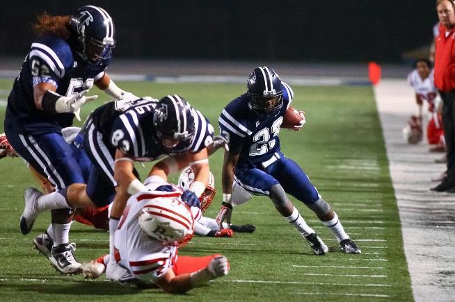 File Photo: Domonique Small (23) ran for a 61-yard TD in the Falcons 27-10 loss to College of the Canyons