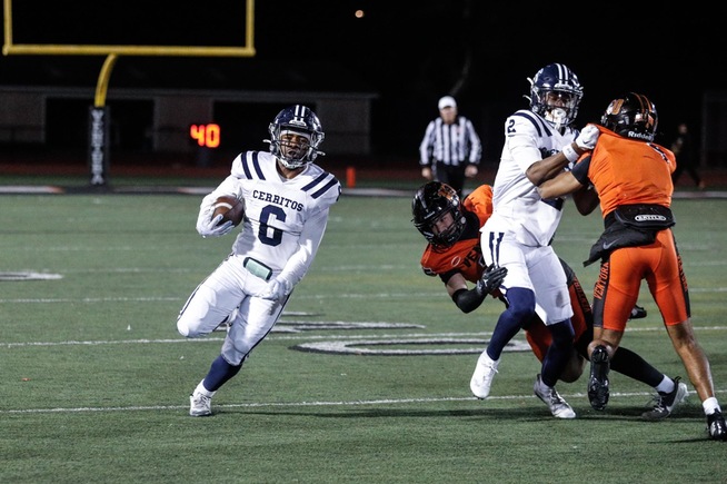 Josh Cason (6) rushed for three touchdowns against Ventura, but the Falcons saw their season end with a 41-37 loss