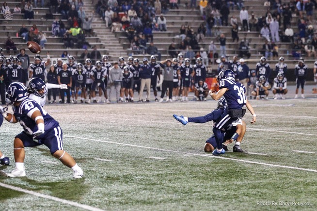 Jonathan Arreola follows through on his game-winning field goal over Fullerton
