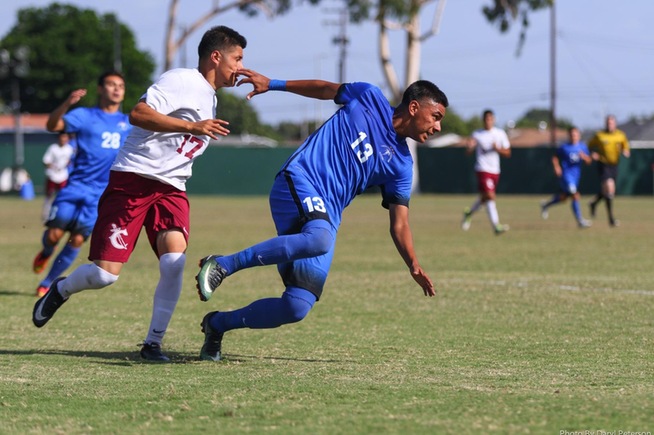 Christian Perez (13) scored the second goal for the Falcons