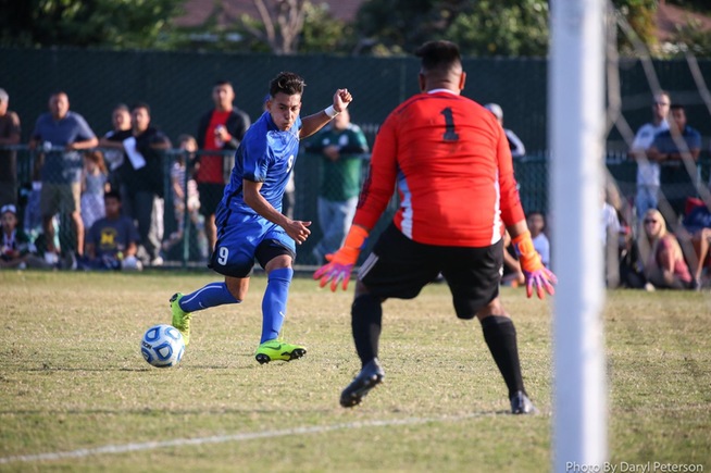 Kevin Diaz puts away the second goal for the Falcons in their 3-0 playoff win