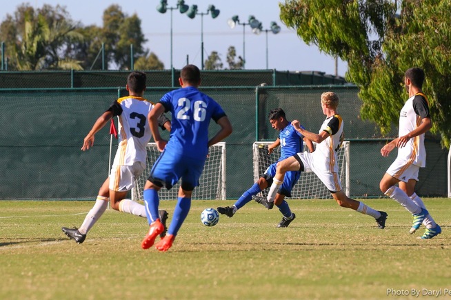 Carlos Perez (24) gets off his game-winning shot in the Falcons 1-0 win over Taft