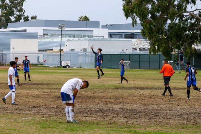 Armando Ibarra, Jr. leaps for joy after scoring his second goal of the game