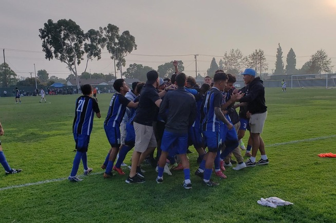 Falcons celebrate after tying the game in the 90th minute