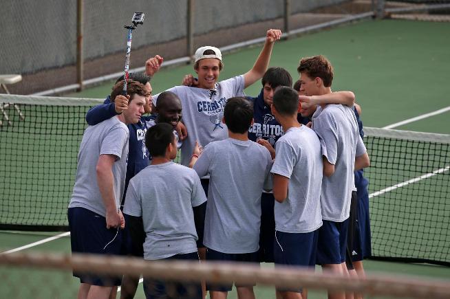 The Cerritos men's tennis team defeated Palomar, 8-1