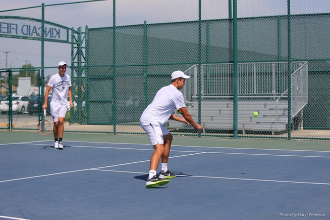 (L-R) Nikita Katsnelson and Sasha Krasnov won their playoff doubles match