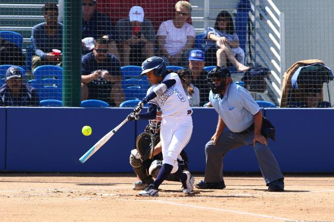 File Photo: Kimberly Olivas had a pair of hits in the Falcons loss