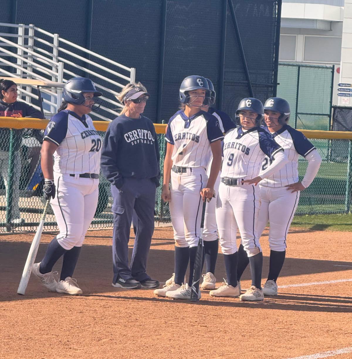 Falcons meet up with Coach Murray during their 10-run fifth inning