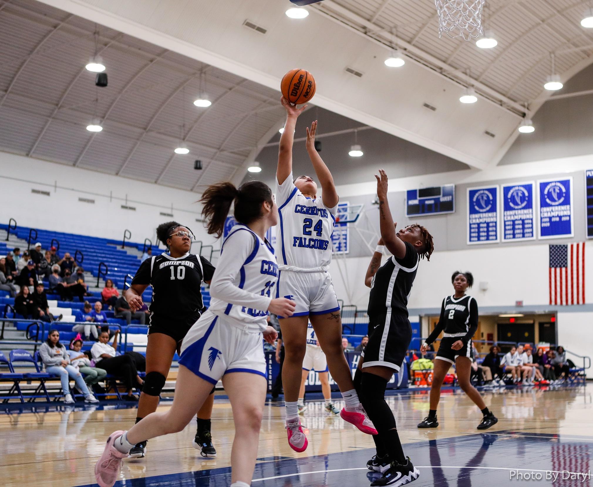 Francine Carrillo (24) posted 10 points and eight rebounds against Compton