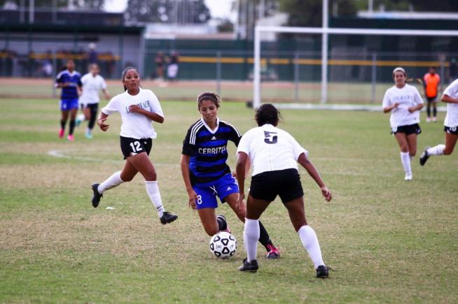 Gaby Zamarripa (8) led the Falcons with five shots, but the team dropped a 2-1 decision to Long Beach City.