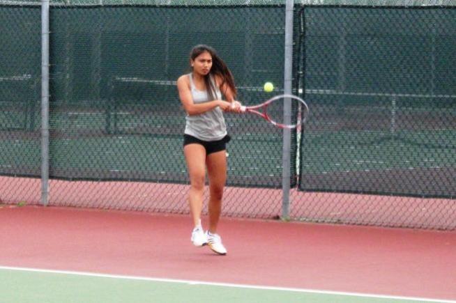 Samantha Judan won her singles match in straight sets against Orange Coast College.