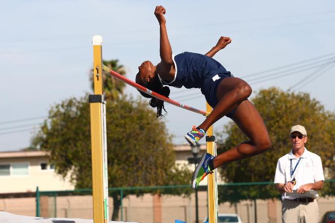 File Photo: Alexus Dalton won the high jump at the UC Irvine Five-Way Meet