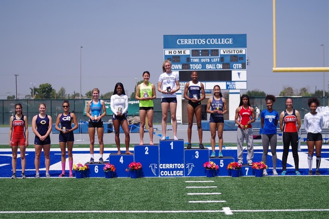 Michaela Banyi (middle) won the Southern California Heptathlon Championship