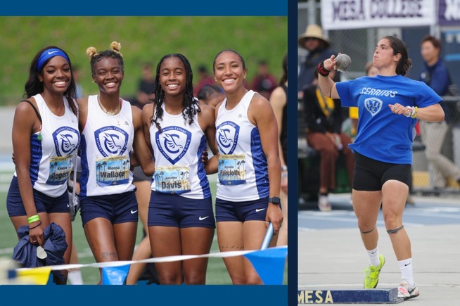(L-R) - Kimora Rogers, Rionna Wallace, Jazzmine Davis, Aryianna Faircloth (4x100m) set a new SoCal record; Angelina Escobar (Shot Put)