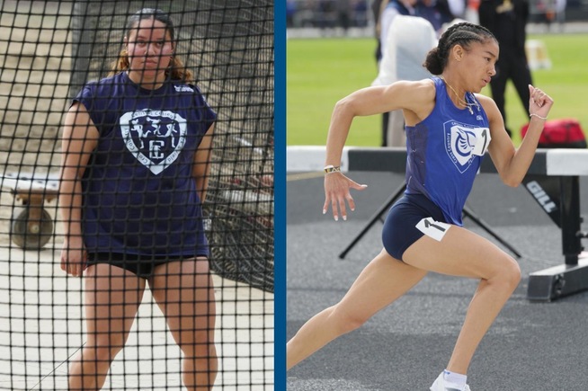 The Falcons women's track and field team competing at Sacramento State University
