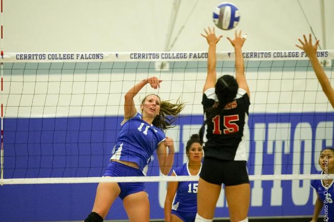 File Photo: Sara Hickman had five kills in the Falcons sweep of Santa Ana