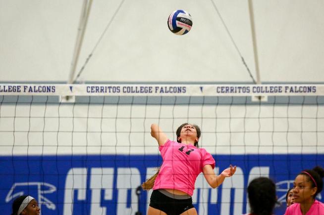 File Photo: Monica Vega had 10 kills in the Falcons upset of Pasadena City