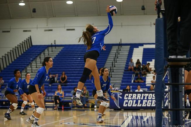 File Photo: Monica Vega had 17 kills in the Falcons win over College of the Desert