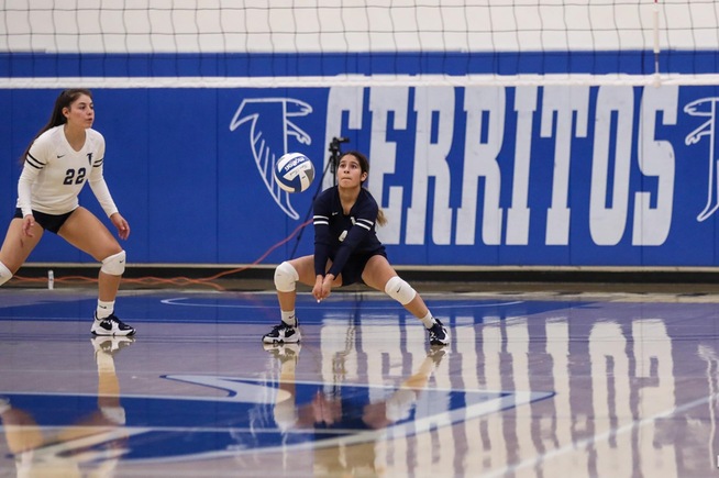 Brianna Lizarraga digging the ball against El Camino